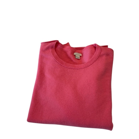 J. Crew ** Peachy Pink Fluorescent Cashmere Crewneck Raw Hem Sweater Size Large - Picture 10 of 12